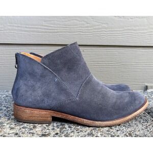 Kork-Ease Ryder Grey Suede Ankle Boots Low Stacked Heel Booties Women's Size 6.5